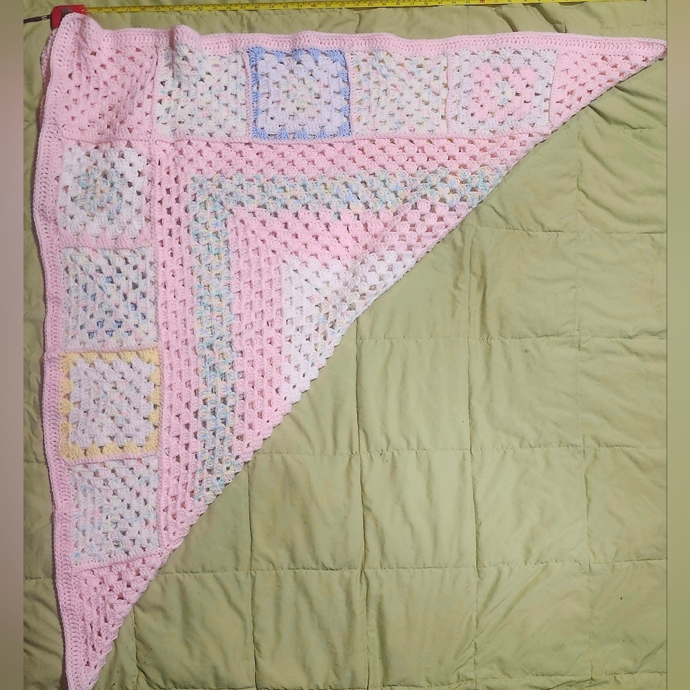 Homemade Pastel Pink 42" By 42" Crochet Blanket - Picture 4 of 6